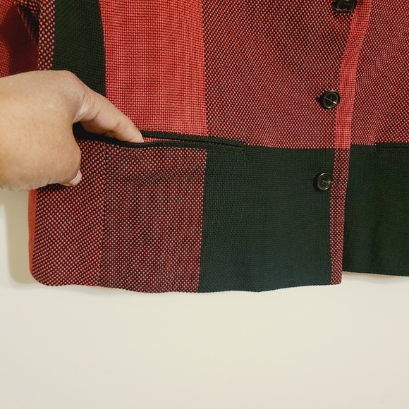 Neil Barrett | Women's Plaid Red and Black Cropped Jacket (Size Large) - Picture 4 of 13